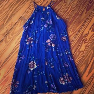 cute flowy bright blue float dress.